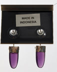 Purple Glass Shield Earrings