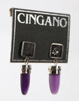 Purple Glass Shield Earrings