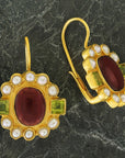 Queen Elinor Garnet, Peridot and Pearl Earrings