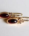 Red Brick 14k Gold, Garnet and Diamond Earrings