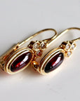 Red Brick 14k Gold, Garnet and Diamond Earrings