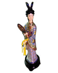 Red Chamber Cloisonne Statue Holding Fan