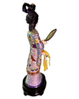 Red Chamber Cloisonne Statue Holding Fan