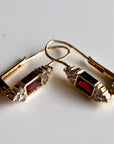 Regency 14k Gold, Garnet and Diamond Earrings