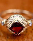 Regina 14k Gold, Garnet and Diamond Ring