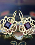 Rosette 14k Gold and Garnet Earrings