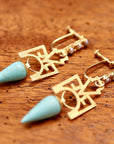 Russian Deco Onyx Screw Back Earrings