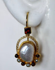 Sotherby 14k Gold, Pearl and Garnet Earrings