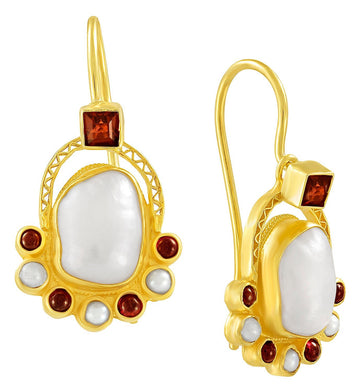 Sotherby Pearl and Garnet Earrings