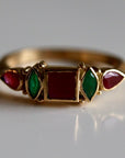 St Patrick 14k Gold, Garnet, Ruby & Emerald Ring