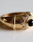 Star 14k Gold, Onyx and Diamond Ring