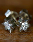 Starburst 14k White Gold and Diamond Earrings