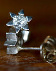 Starburst 14k White Gold and Diamond Earrings