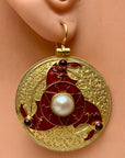 Sutton Hoo Triskelion Pearl and Garnet Earrings