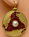 Sutton Hoo Triskelion Pearl and Garnet Earrings