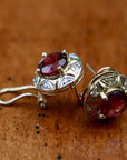 Swan Lake 14k Gold, Diamond and Garnet Earrings