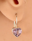 Sweetheart Solitaire Silver Amethyst Earrings