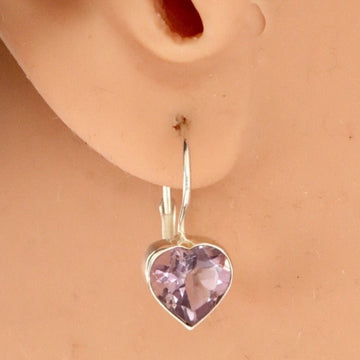Sweetheart Solitaire Silver Amethyst Earrings