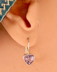 Sweetheart Solitaire Silver Amethyst Earrings