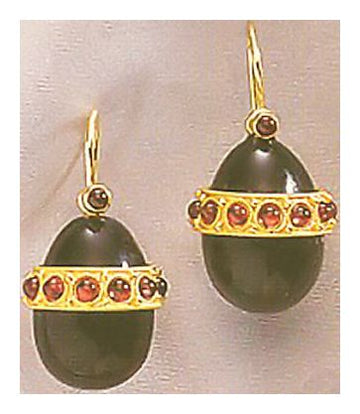 The Cherry Orchard Onyx and Garnet Earrings