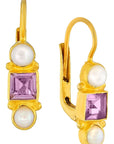 Thoroughly Modern Millie Amethyst and Pearl Earrings