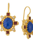 Trafalgar Lapis, Garnet and Pearl Earrings