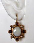 Trafalgar Lapis, Garnet and Pearl Earrings