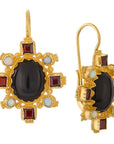 Trafalgar Onyx, Garnet and Pearl Earrings