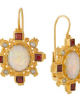 Trafalgar Opal, Garnet and Pearl Earrings