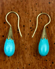 Turquoise Cornflower Bud Egyptian Earrings