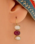 Twilight 14k Gold, Ruby and Pearl Earrings