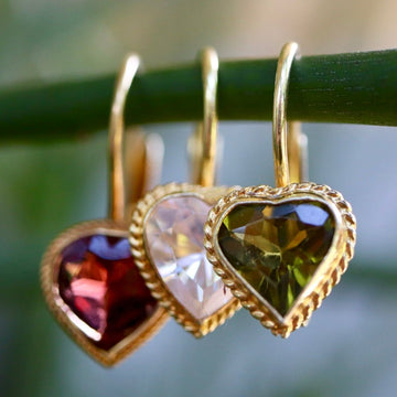 Victorian Heart Garnet Earrings