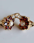 Vinca 14k Gold, Pearl and Garnet Earrings
