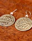 Vintage Laurel Burch Arabic Coin Gold-Plate Earrings