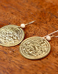 Vintage Laurel Burch Arabic Coin Gold-Plate Earrings