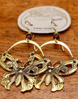 Vintage Laurel Burch Articulating Butterfly Gold-Plate Earrings