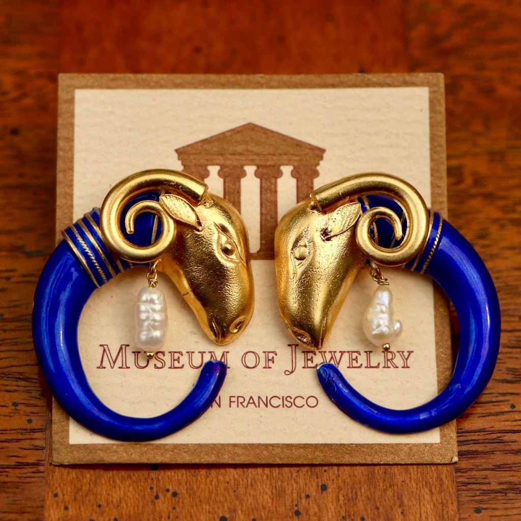 アンティークドリーミング／Antique Dreaming Vintage Laurel Burch Assyrian Ram's Head Gold-Vermeil