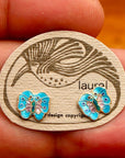 Vintage Laurel Burch Baby Blue Butterfly Gold-Vermeil Studs