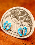 Vintage Laurel Burch Baby Blue Butterfly Gold-Vermeil Studs