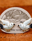 Vintage Laurel Burch Bird Black and White Gold-Vermeil Studs