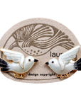 Vintage Laurel Burch Bird Black and White Gold-Vermeil Studs