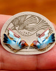 Vintage Laurel Burch Bird Blue and Maroon Gold-Vermeil Studs