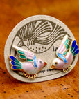 Vintage Laurel Burch Bird Pink and Blue Gold-Vermeil Studs