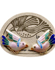 Vintage Laurel Burch Bird Pink and Blue Gold-Vermeil Studs