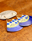 Vintage Laurel Burch Blue Handbag Gold-Vermeil Earrings