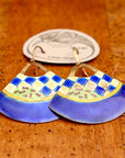 Vintage Laurel Burch Blue Handbag Gold-Vermeil Earrings