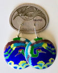 Vintage Laurel Burch Blue Stork Silver Earrings