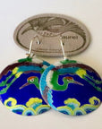 Vintage Laurel Burch Blue Stork Silver Earrings