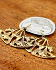 Vintage Laurel Burch Bluebell Gold-Plate Earrings