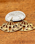 Vintage Laurel Burch Bluebell Gold-Plate Earrings